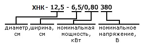Пример условного обозначения соплового электронагревателя